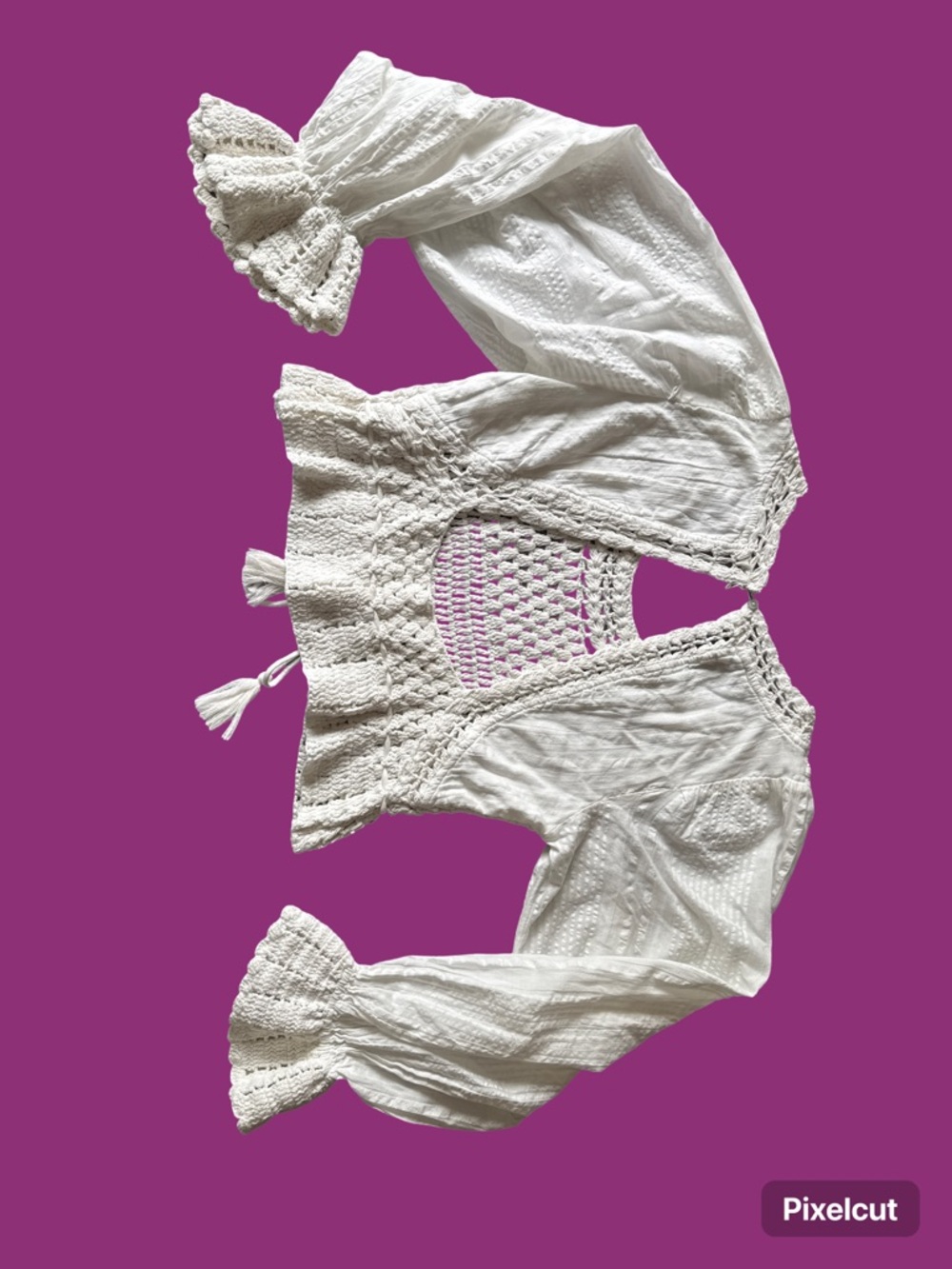 Free People Ivory Crochet Tie-Front Top - Picture 2 of 3